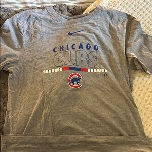 Nike Gray Chicago Cubs Graphic Tee with Blue & Red Accents